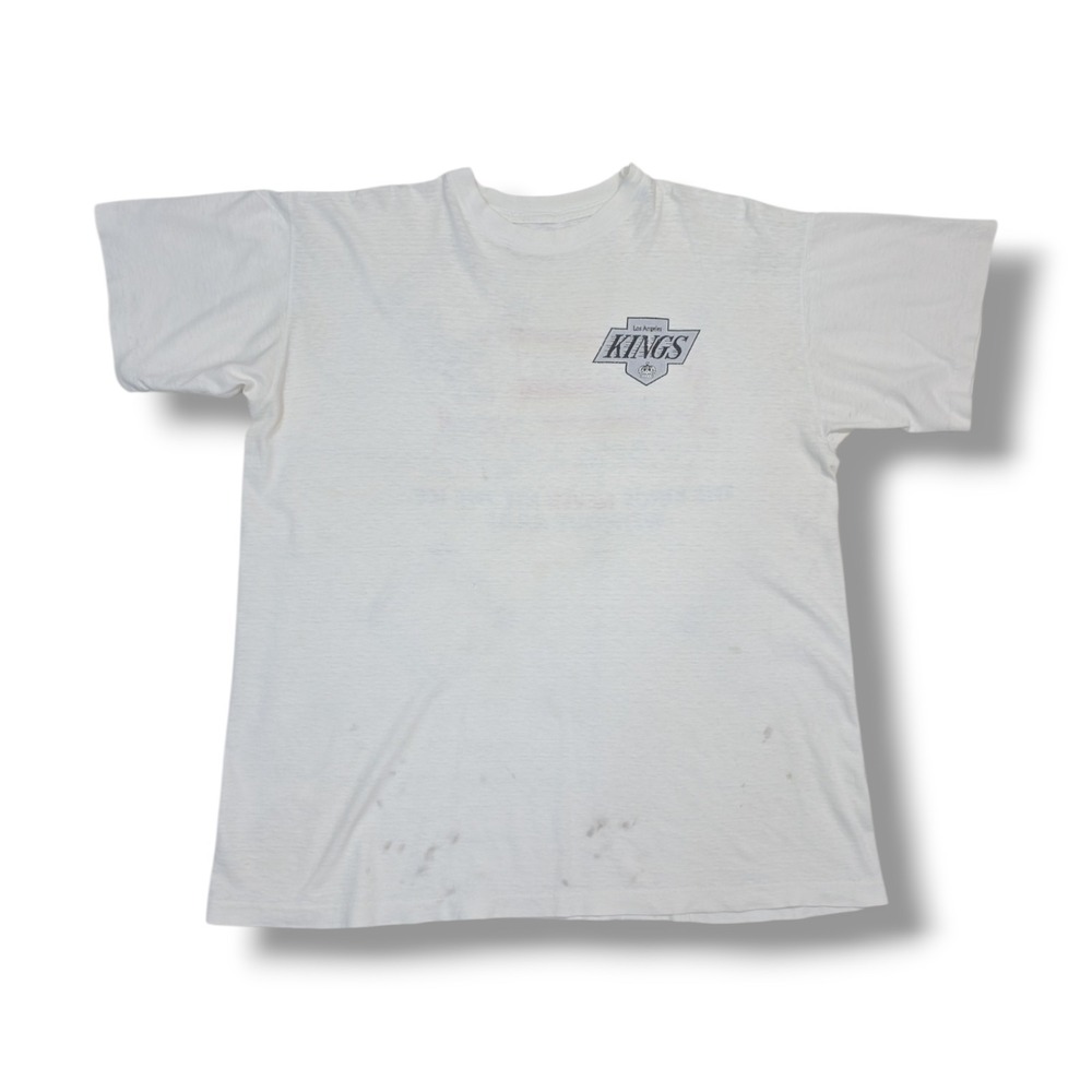 Vintage Los Angeles Kings Zamboni Graphic On Back White T-Shirt Men's XL